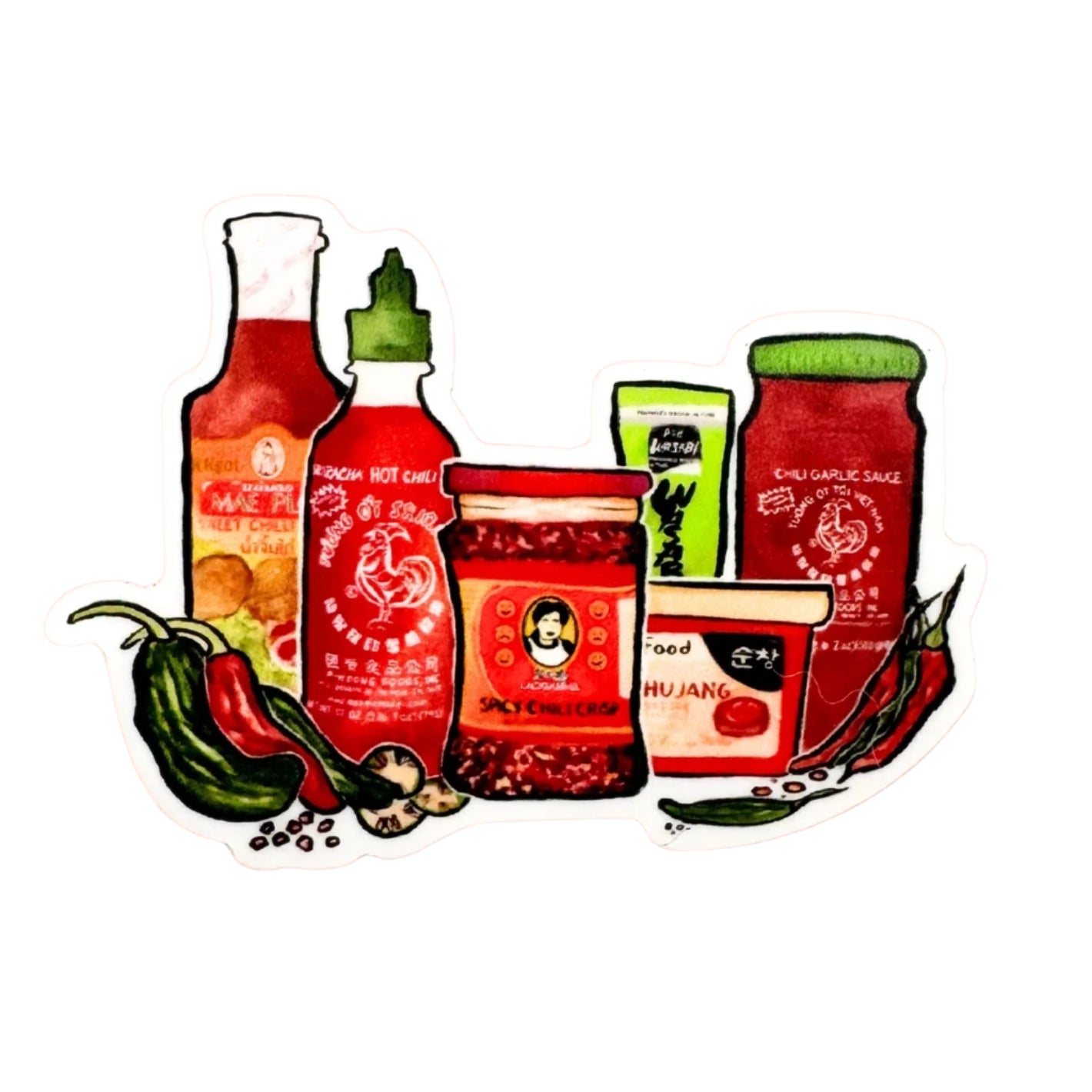 Asian Hot Sauces Sticker