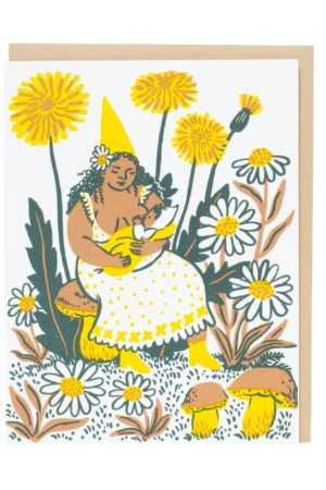 Dandelion Baby & Gnome Card by Phoebe Wahl