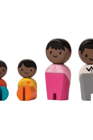 Black Wooden Doll Family