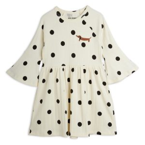 Dots Dog Trumpet Sleeve Dress