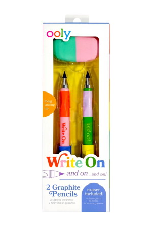 Write On: Graphite Pencils + Eraser (3 Pc Set)