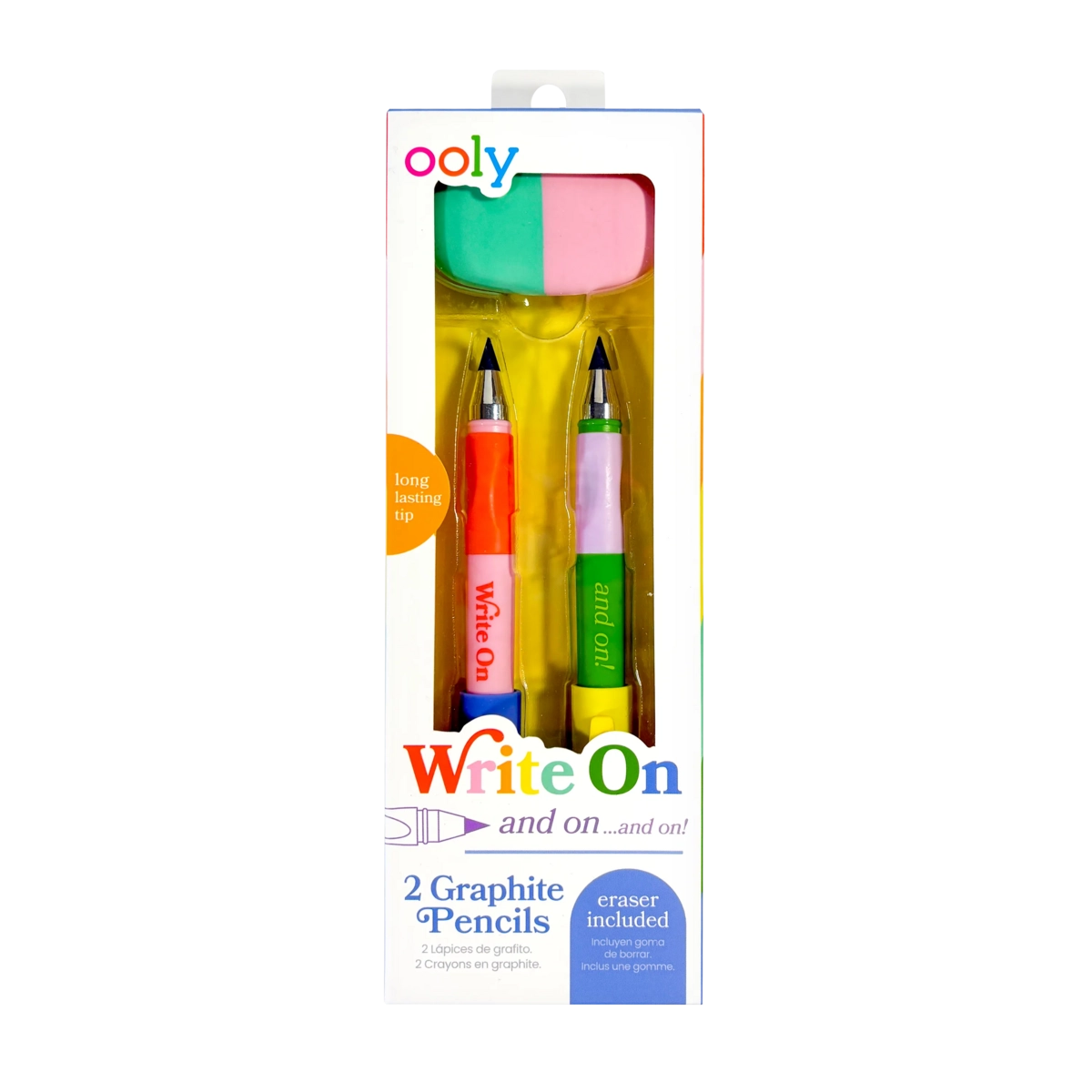 Write On: Graphite Pencils + Eraser (3 Pc Set)