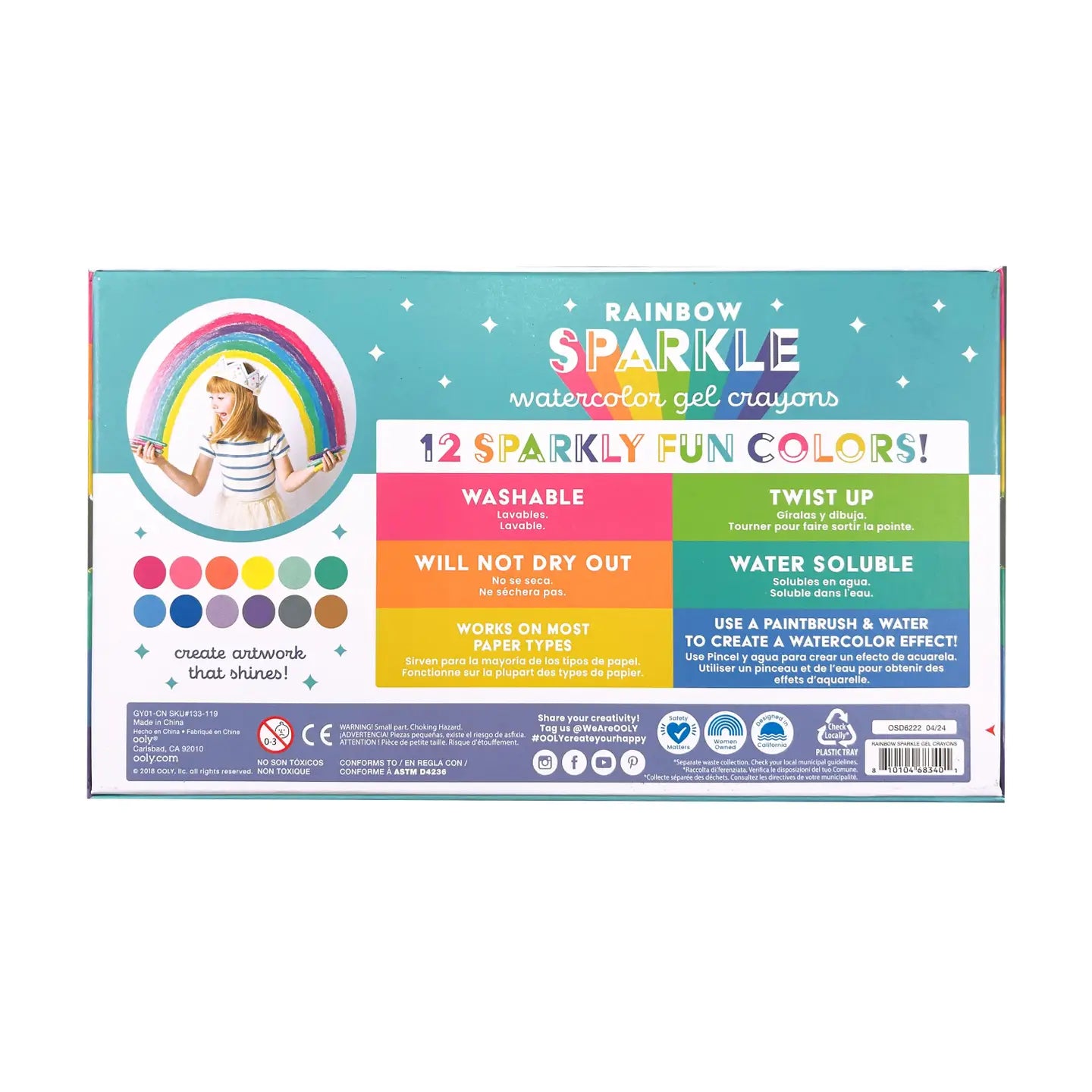 Rainbow Sparkle Watercolor Gel Crayons - Image 4