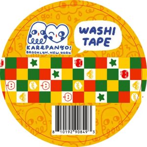 Apple & Stars Green/Red/Yellow Grid Washi Tape