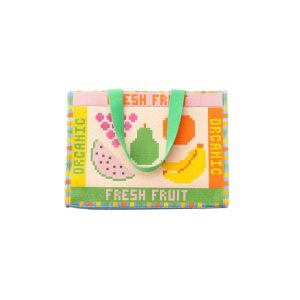 Fruit Tiles Rattan Market Bag