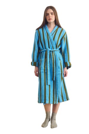 Blue & Green Waffle Bathrobe