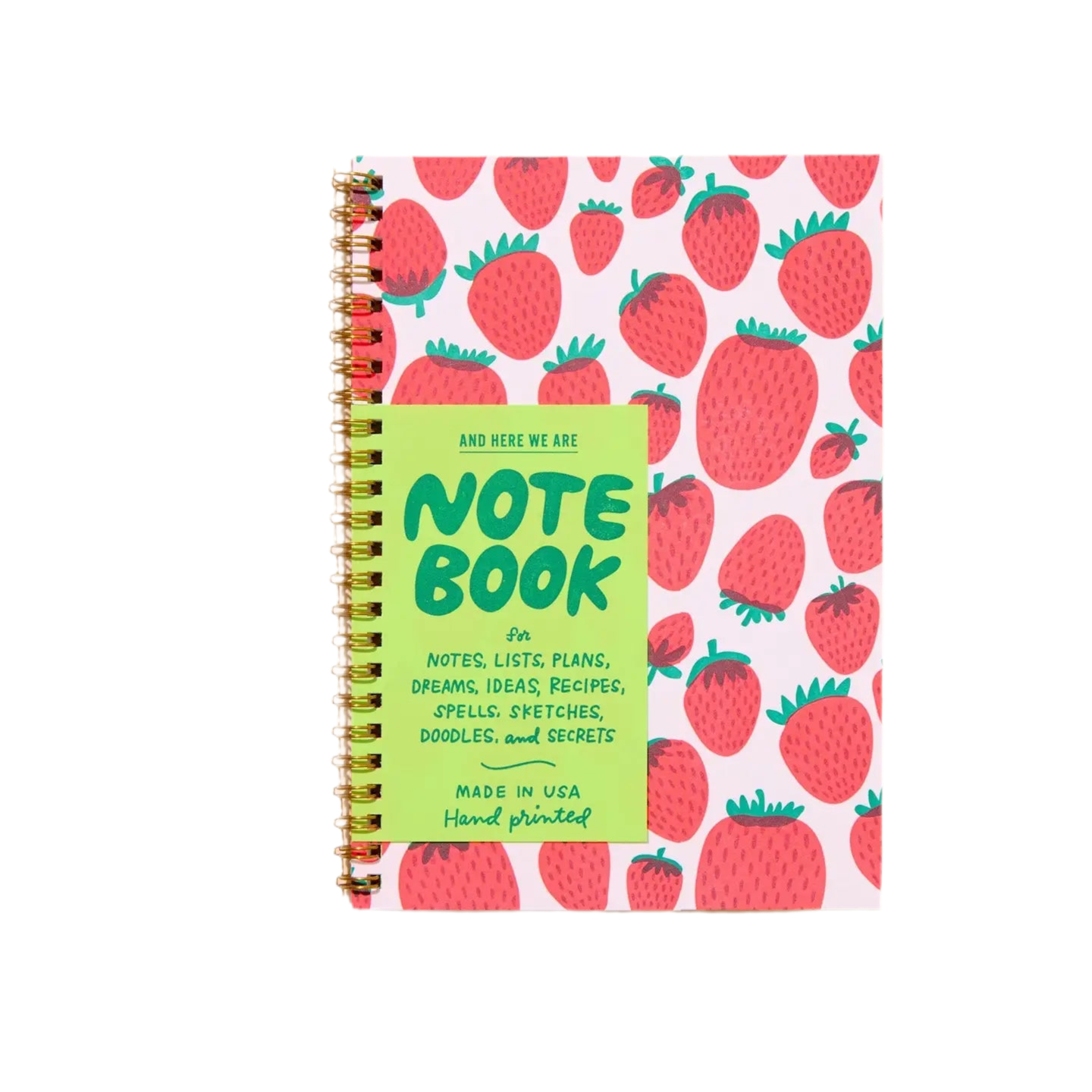 Strawberry Letterpress Spiral Notebook