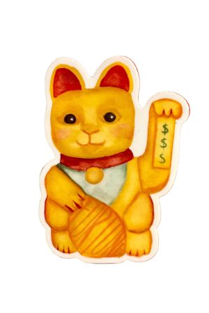 Lucky Cat Watercolor Sticker