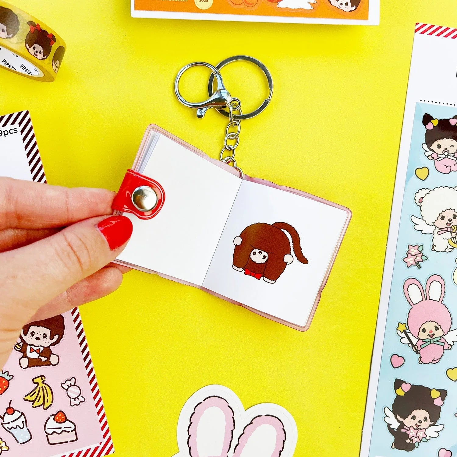 Friends Forever Monchhichi Mini Stickerbook Keychain - Image 3