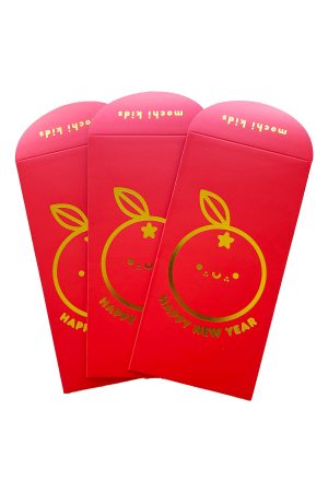 Happy New Year Orange Red Lunar New Year Envelopes (Set of 3)
