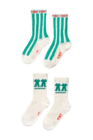 Emerald Stripe and Frog 2-Pack Socks