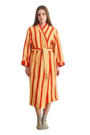 Red & Orange Waffle Bathrobe