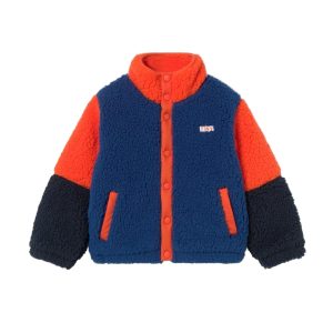 SALE Color Block Polar Sherpa Jacket - Red/Navy