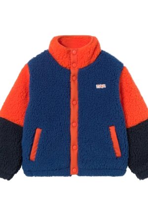 SALE Color Block Polar Sherpa Jacket - Red/Navy