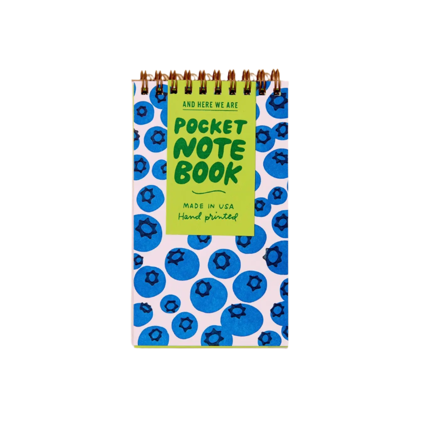 Blueberries Letterpress Spiral Pocket Size Notebook