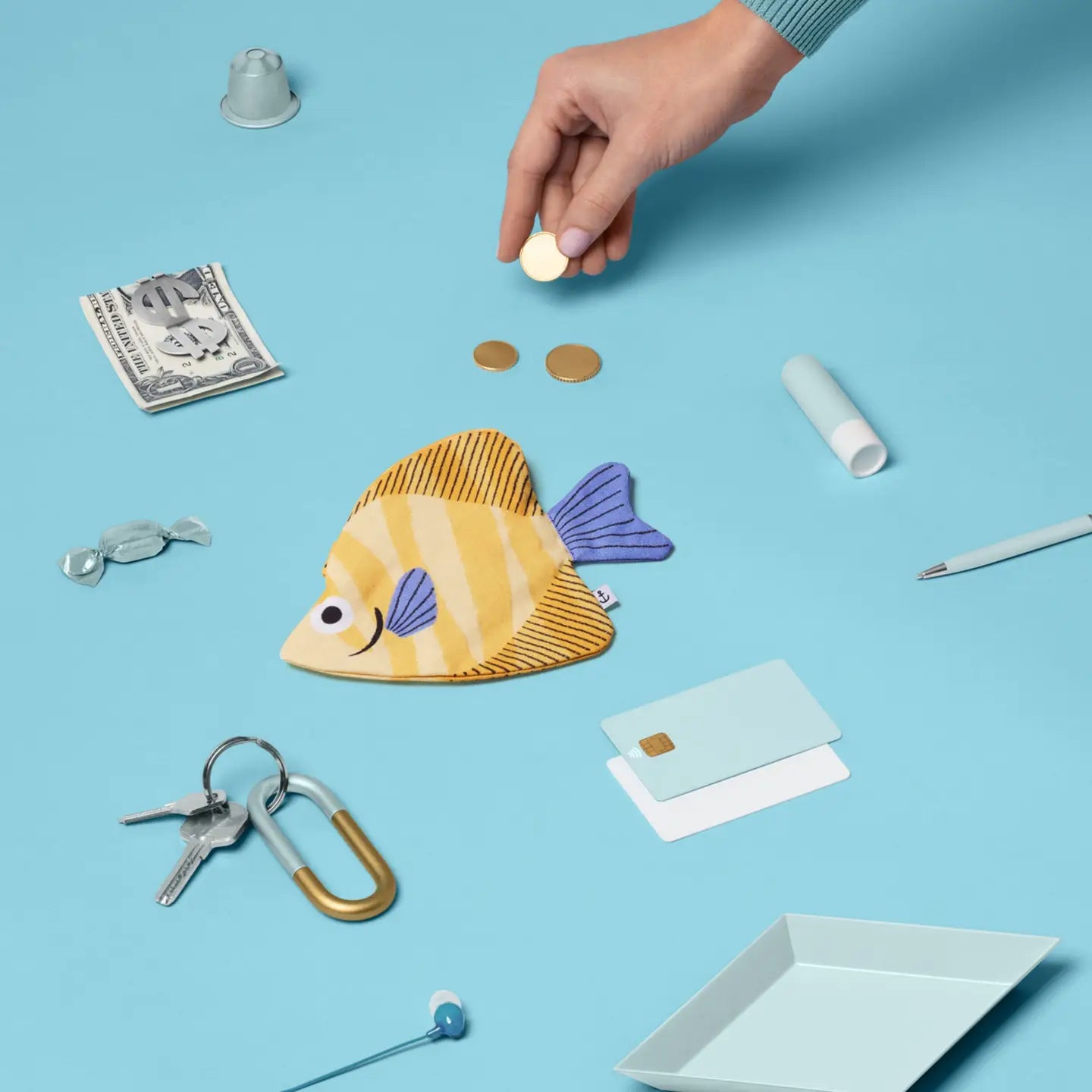 Yellow Moonyfish Keychain & Purse - Image 3