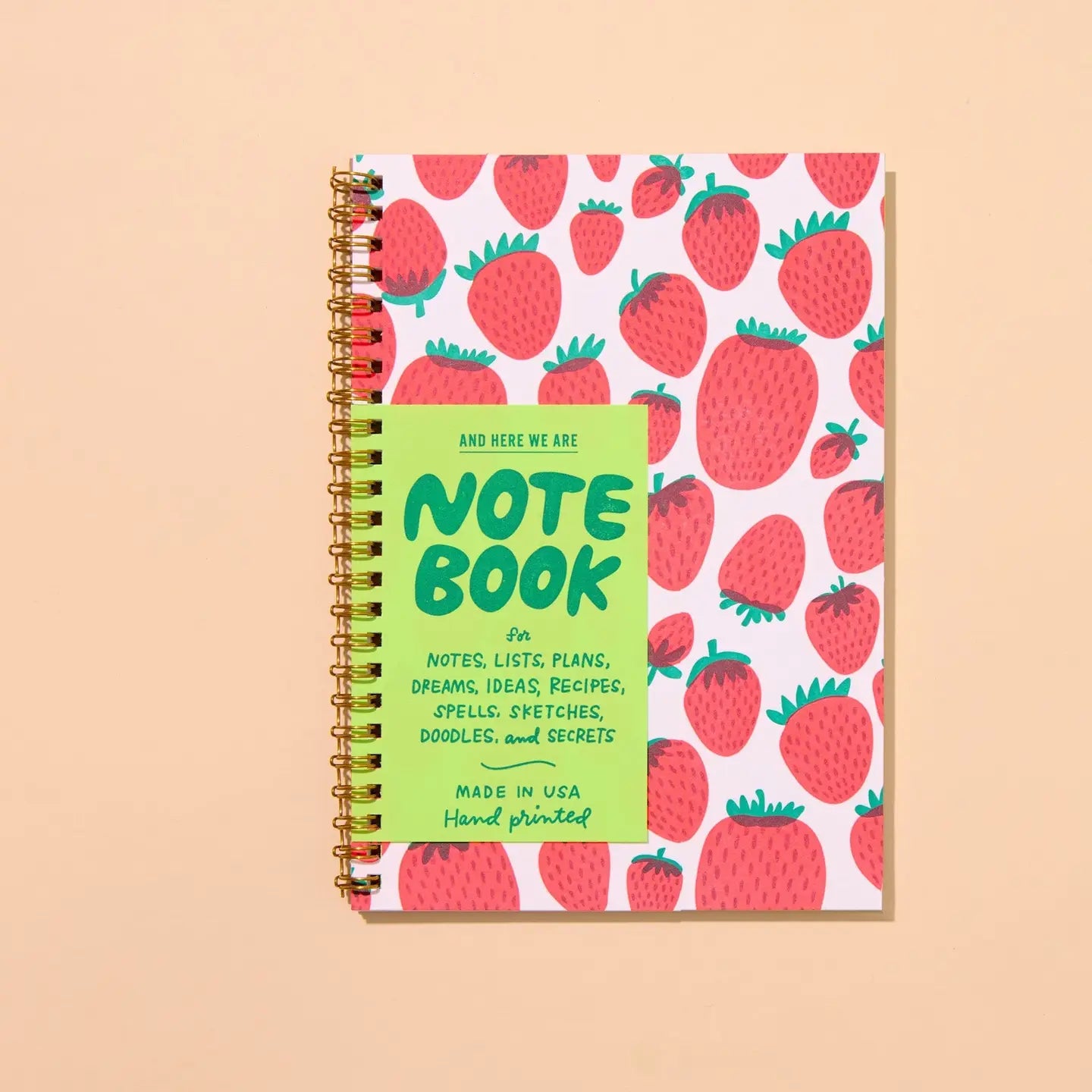 Strawberry Letterpress Spiral Notebook - Image 2