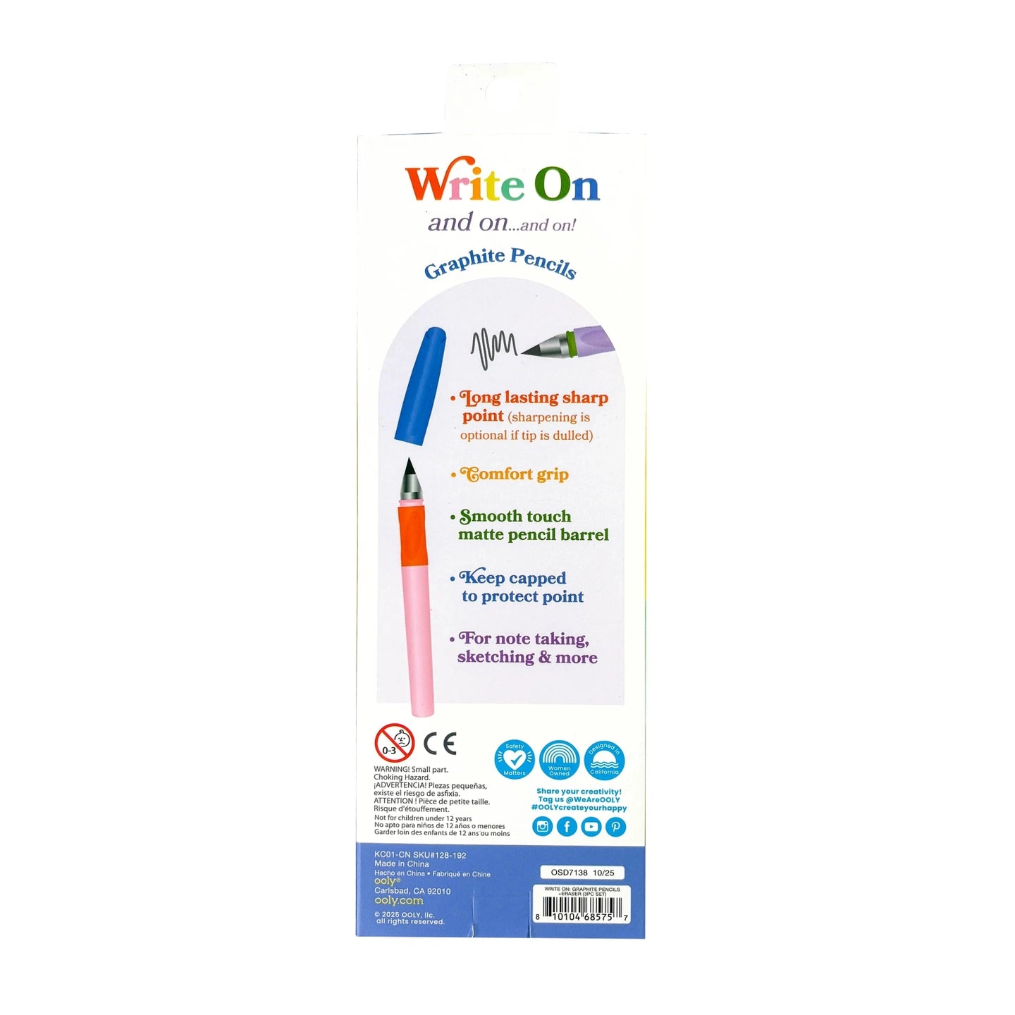 Write On: Graphite Pencils + Eraser (3 Pc Set) - Image 6