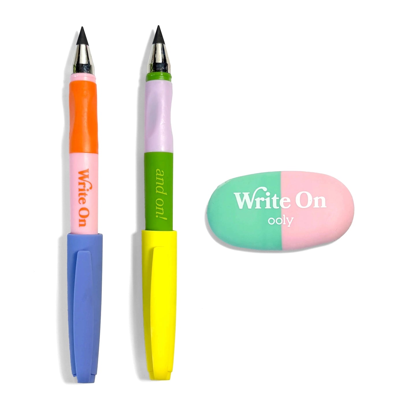 Write On: Graphite Pencils + Eraser (3 Pc Set) - Image 2