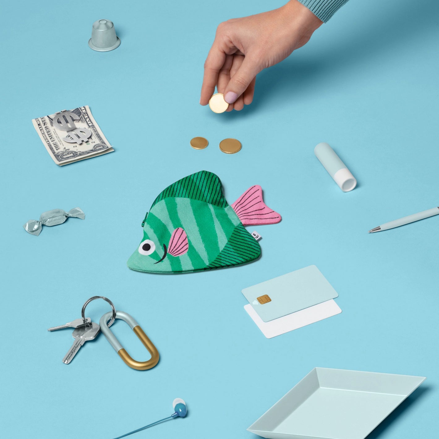 Green Moonyfish Keychain & Purse - Image 3