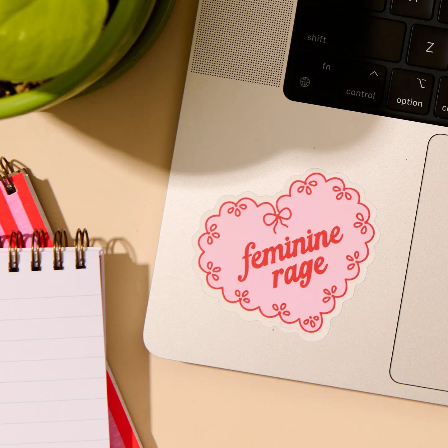 Feminine Rage Doily Heart Vinyl Sticker - Image 2