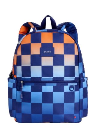 Orange and Blue Gradient Checkerboard Kane Double Pocket Backpack