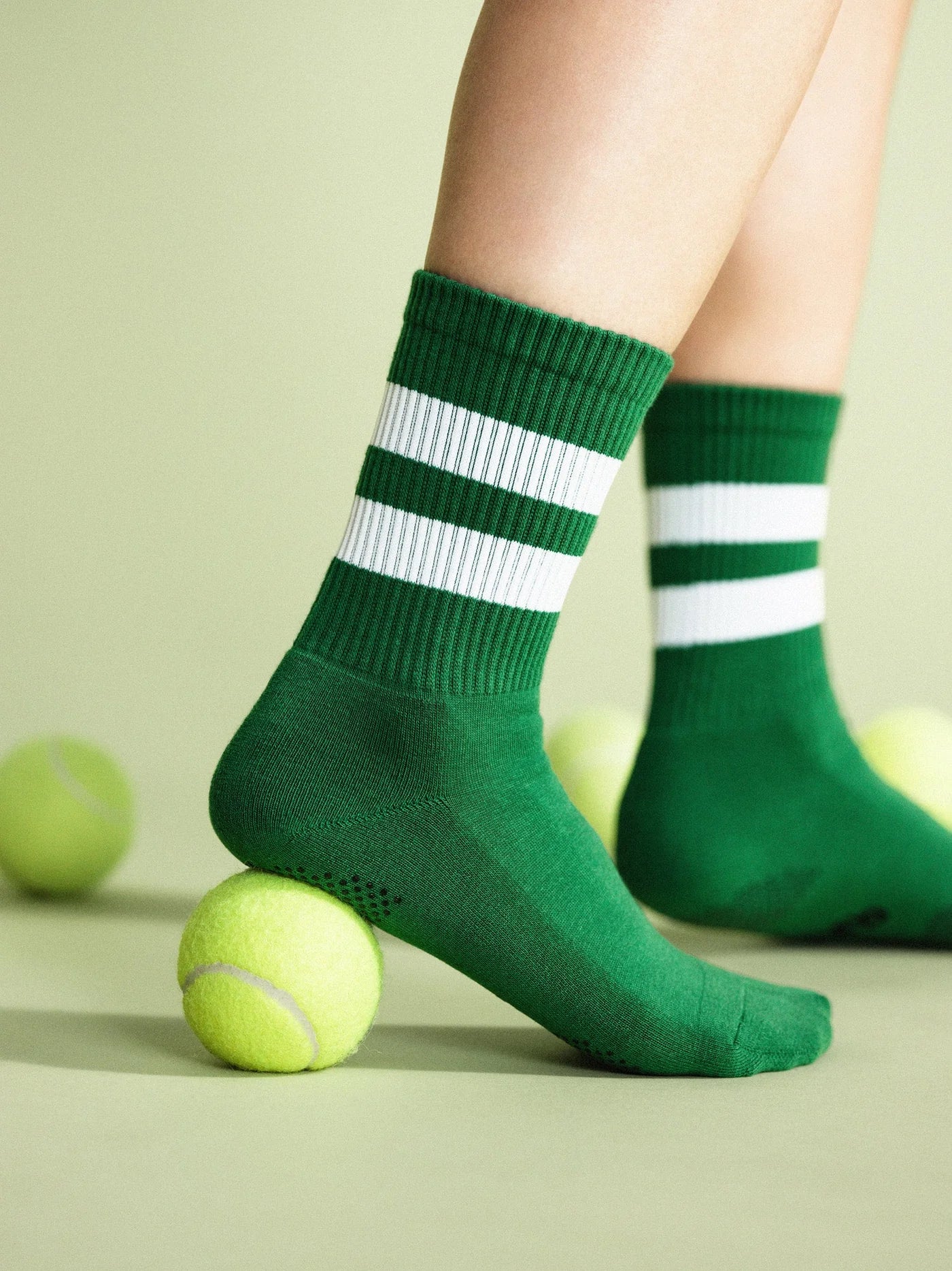 Green Varsity Grip Adult Crew Socks - Image 2