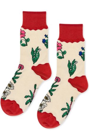 Retro Flower Adult Crew Socks