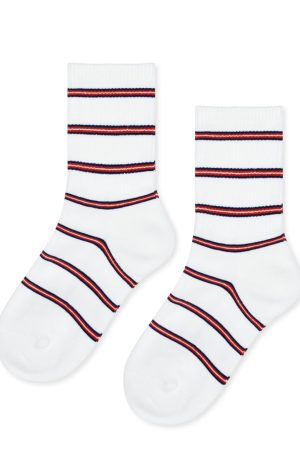 Pencil Stripe Sporty Adult Crew Socks