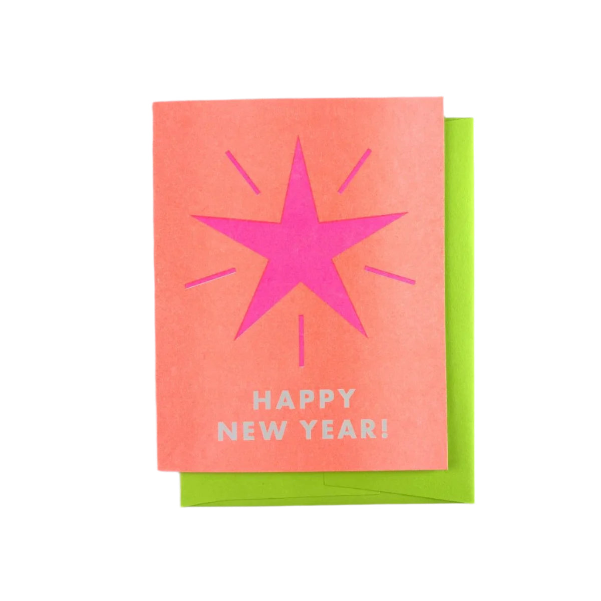 Holiday Shapes Star Happy New Year - Risograph Greeting Card