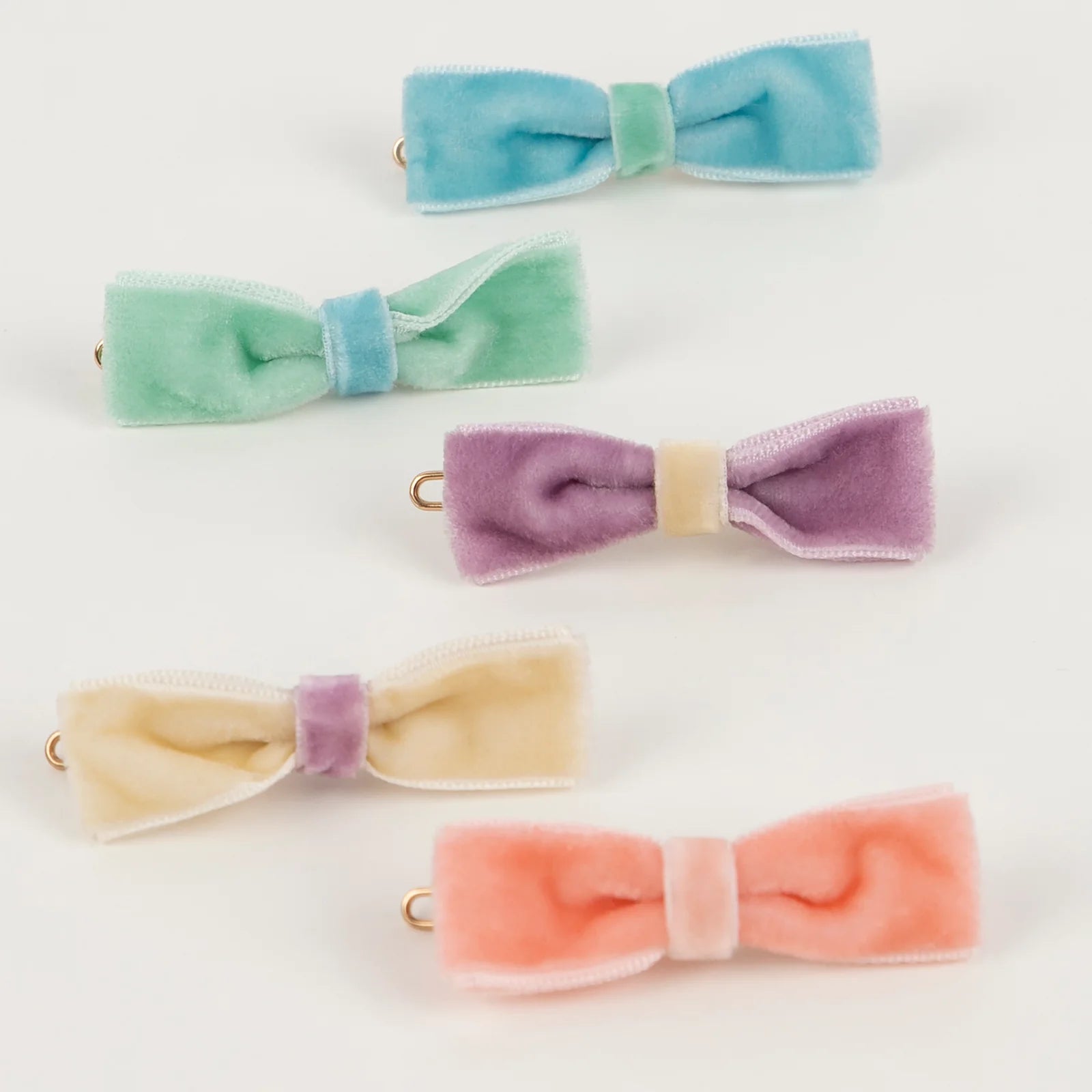 Pastel Velvet Mini Bow Clips - Image 2