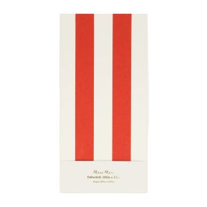 SALE Red Striped Tablecloth