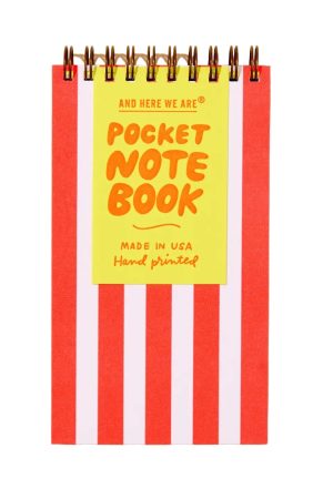 Red Stripe Letterpress Spiral Pocket Size Notebook