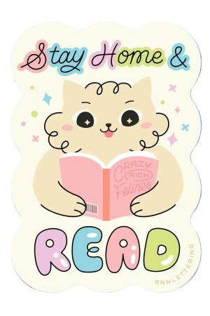 Stay Home & Read Cat Sticker