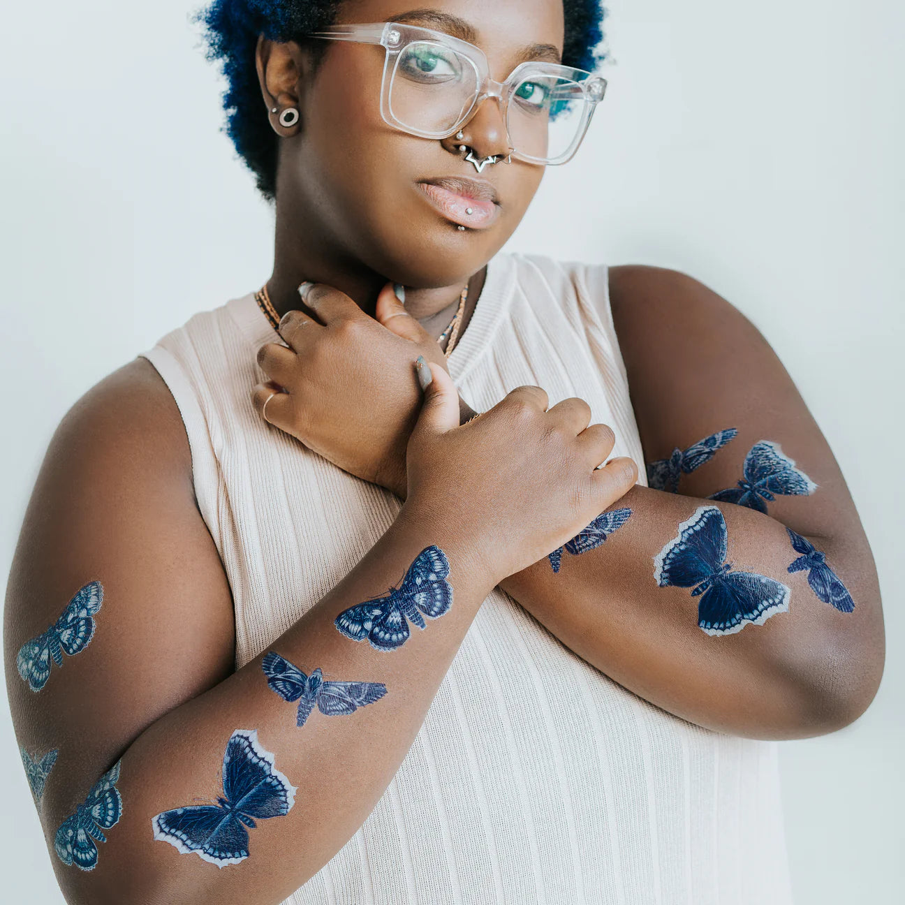 Sapphire Moths Tattoo Pair - Image 3
