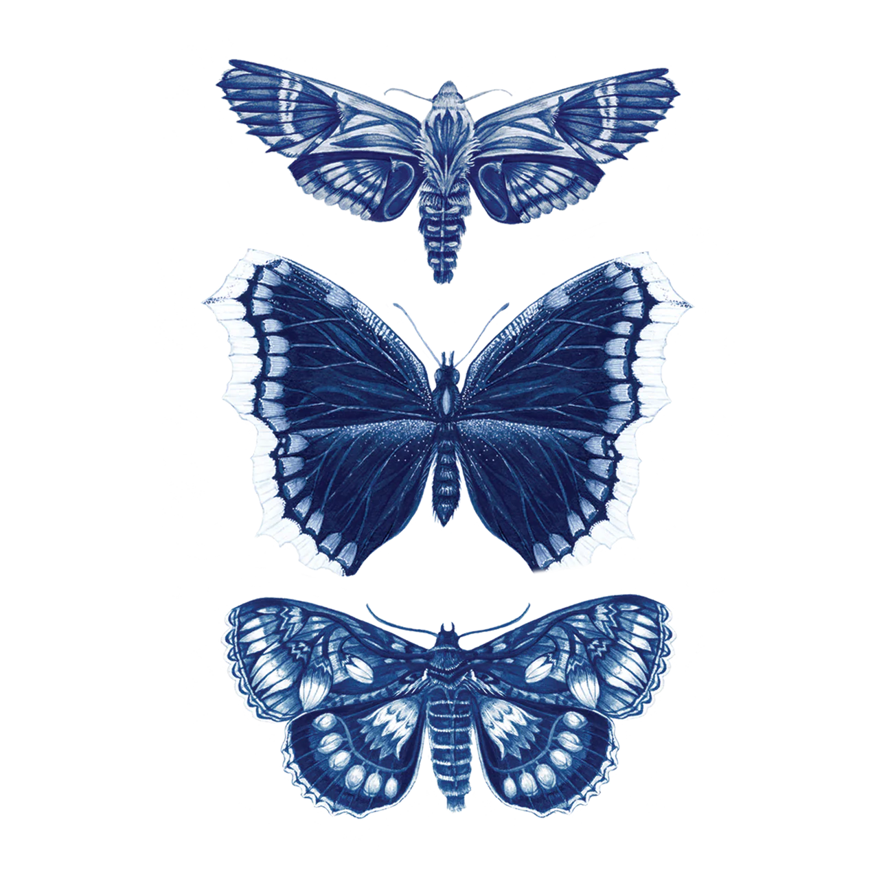 Sapphire Moths Tattoo Pair